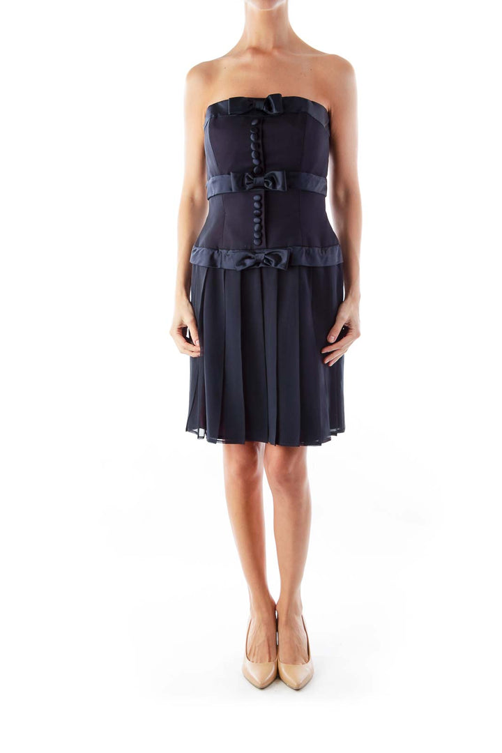 Navy Vintage Strapless Dress