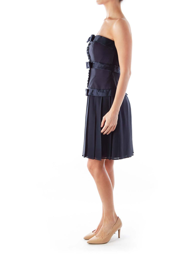 Navy Vintage Strapless Dress