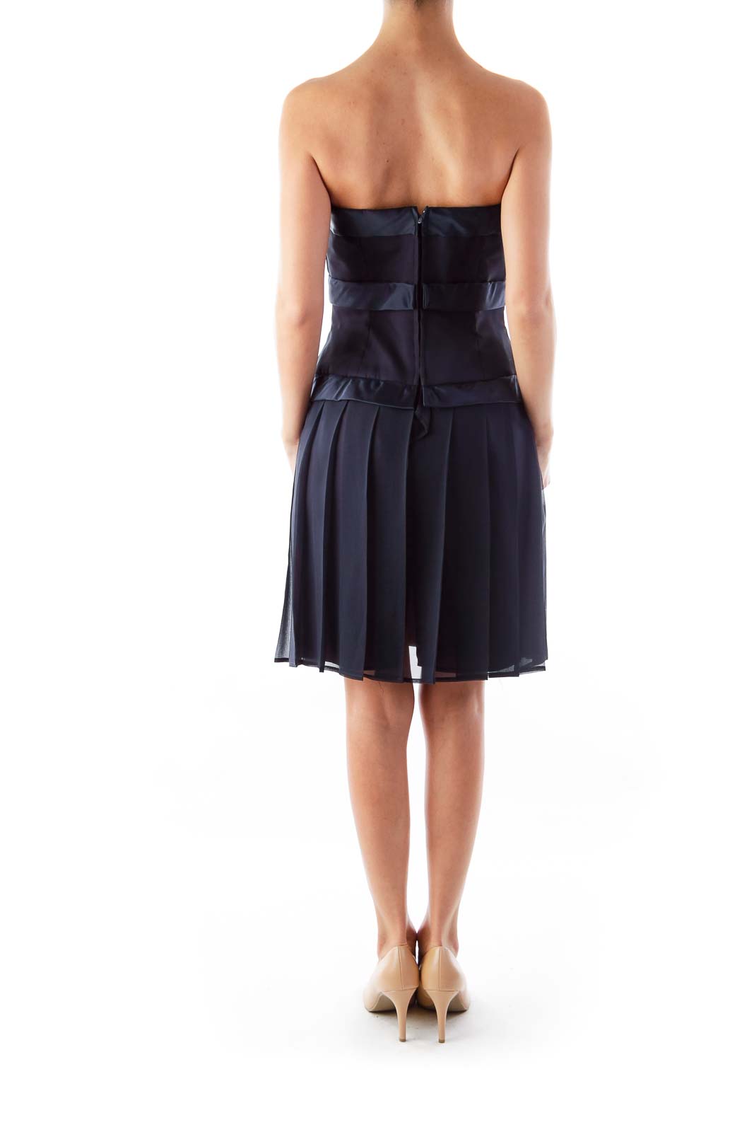 Navy Vintage Strapless Dress