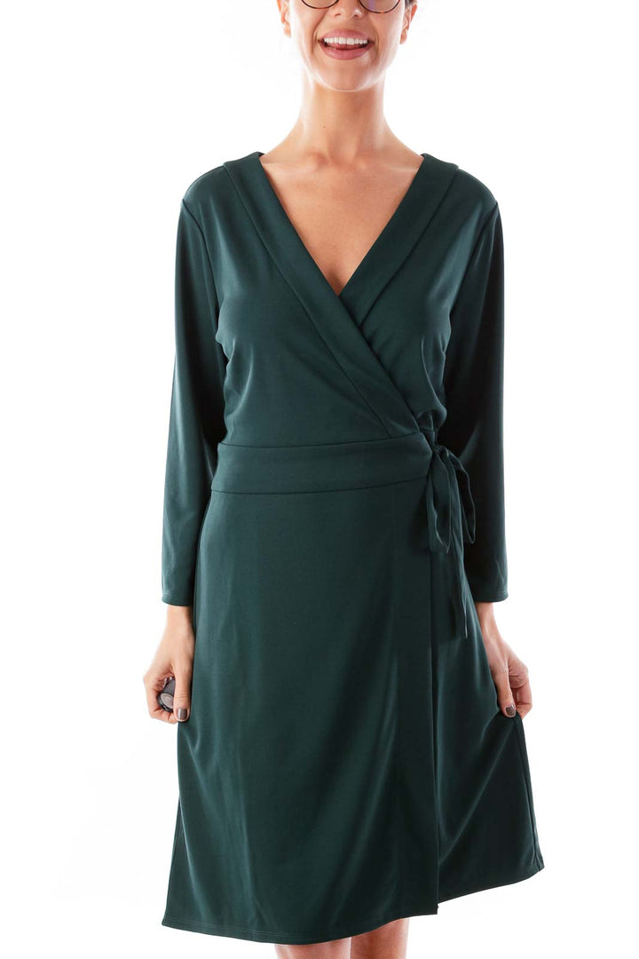 Dark Green Wrap Dress