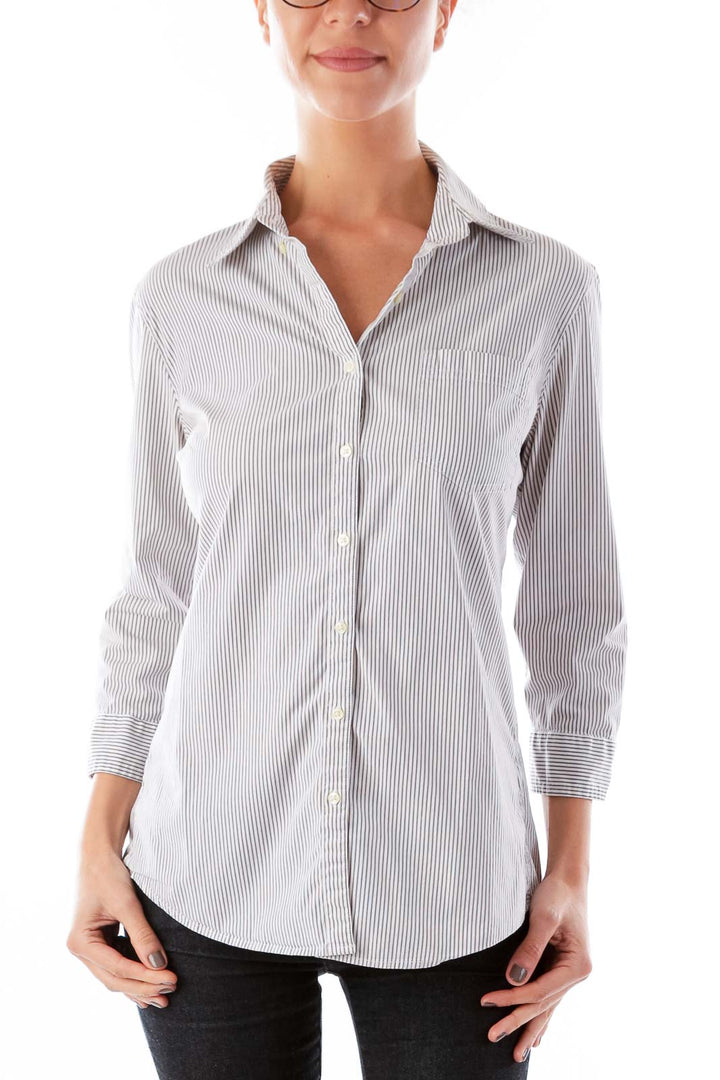 White & Gray Striped Shirt