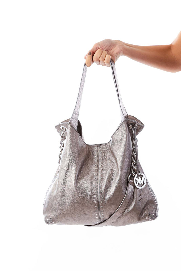 Sliver Studded Shoulder Bag