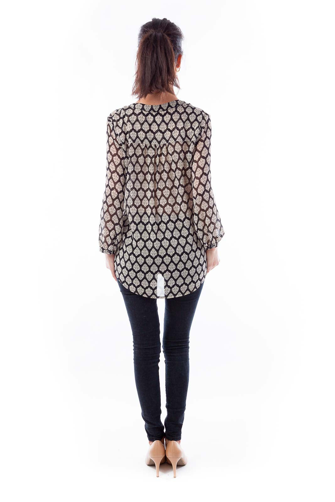 Black & Beige Print Top