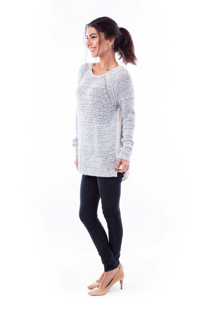 Gray White Back Sweater