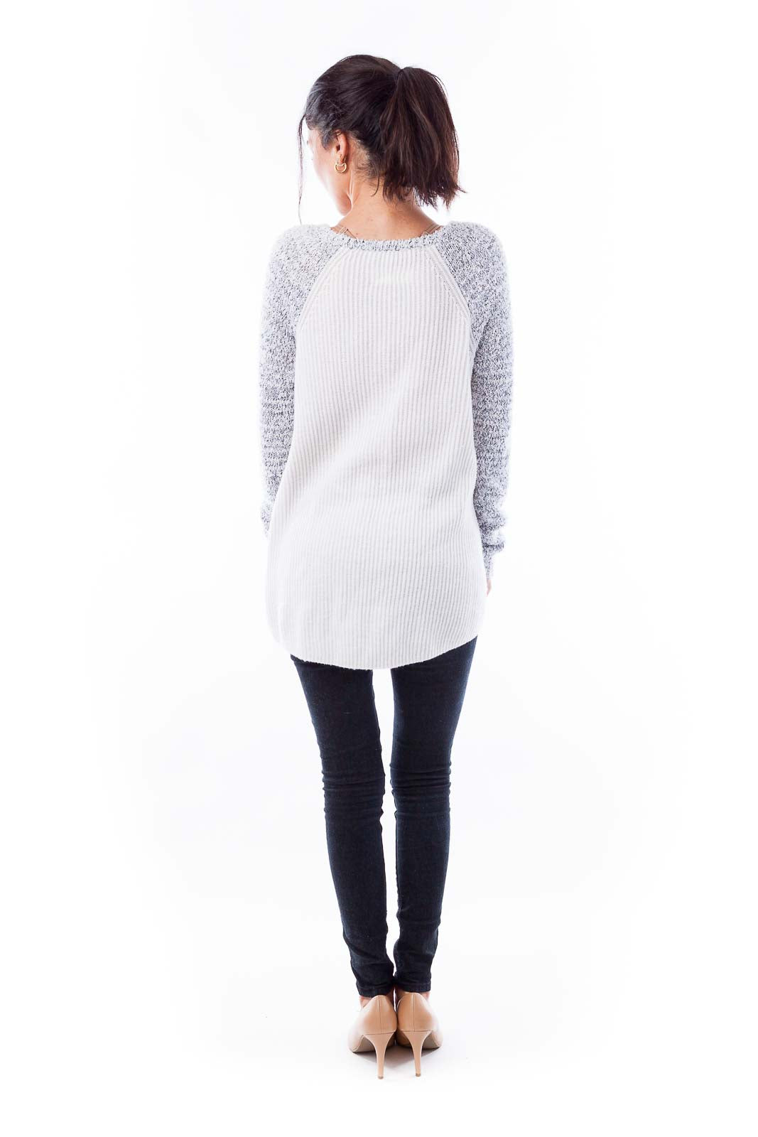 Gray White Back Sweater