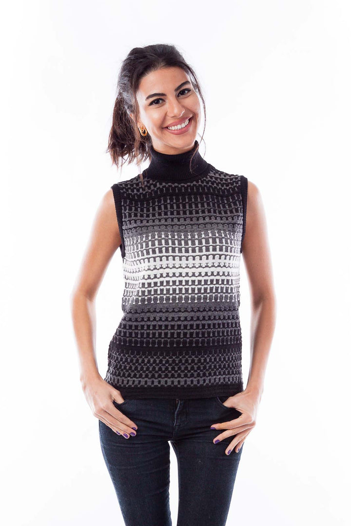 Gray and Black Knit Vest