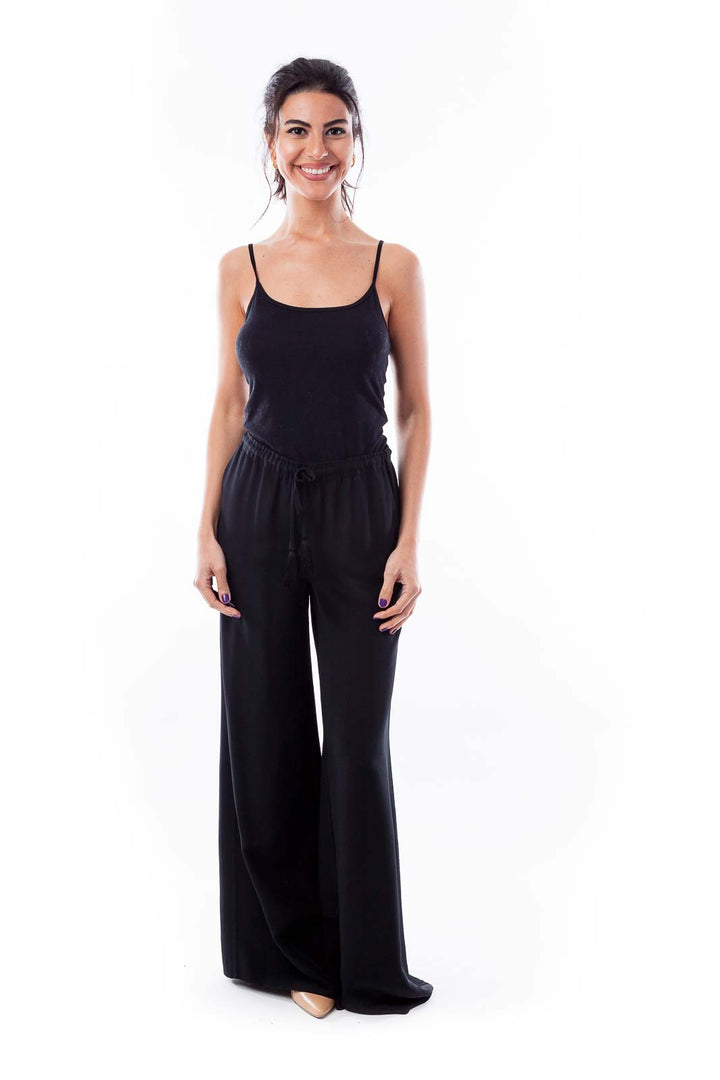 Black Drawstring Palazzo Pants