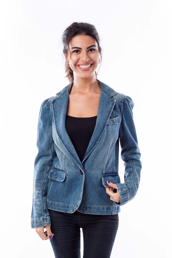 Single Button Denim Blazer