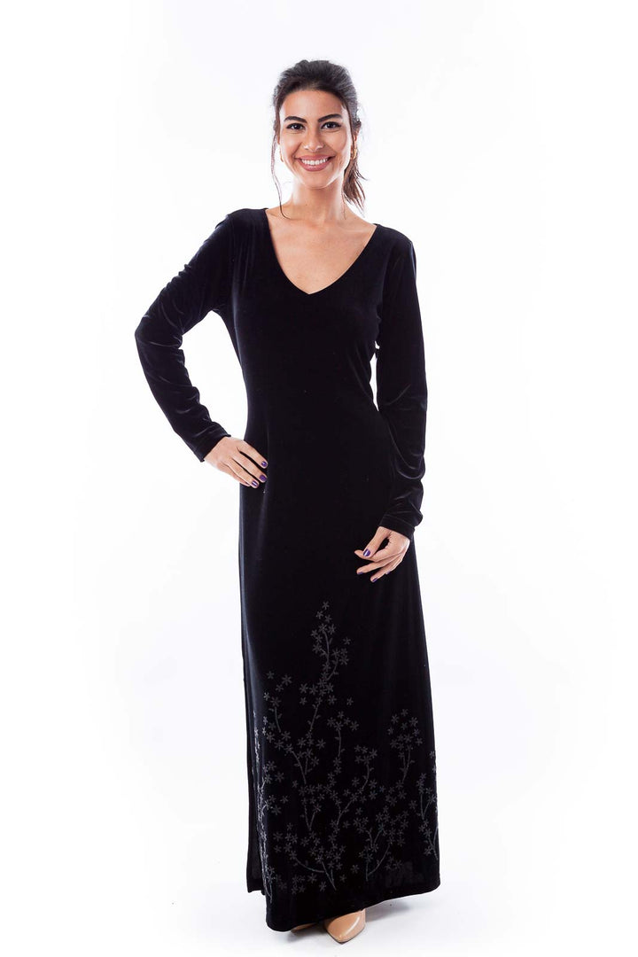 Black Velvet Beaded Dress