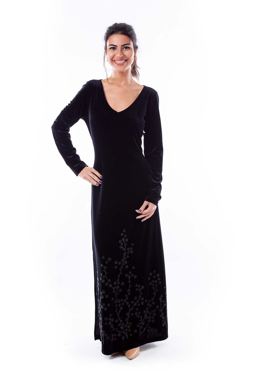 Black Velvet Beaded Dress