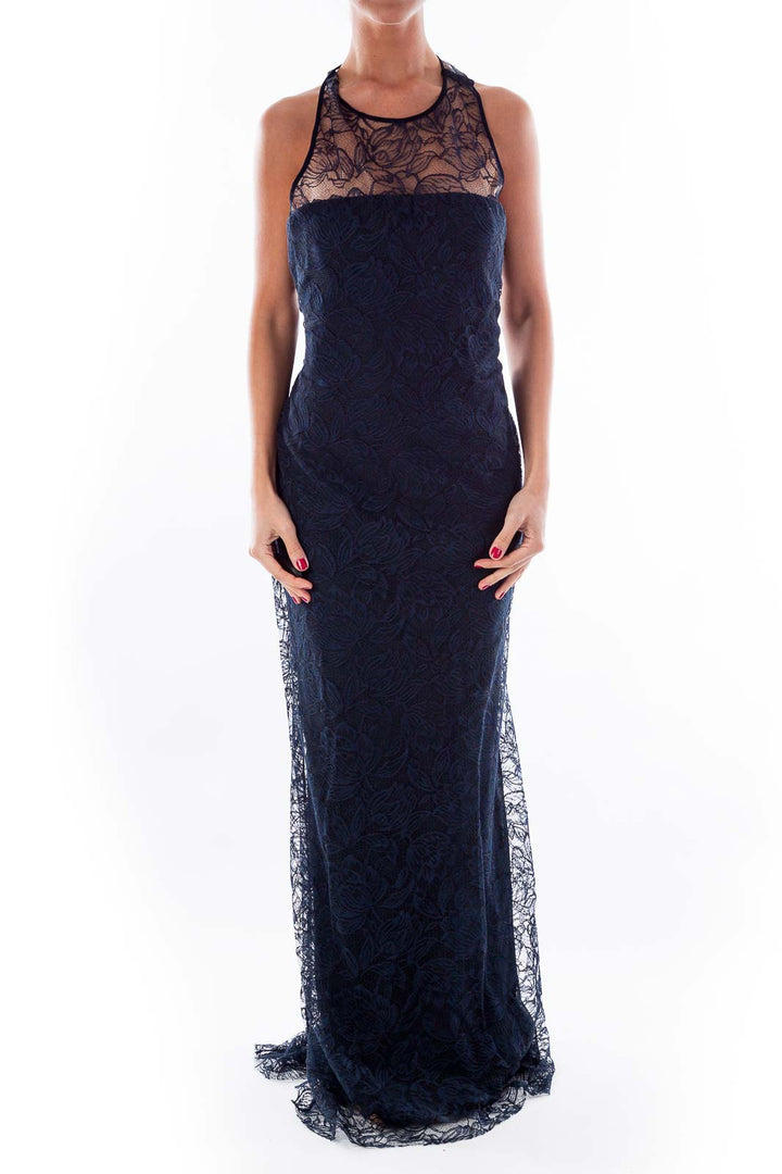 Navy Lace Evening Gown