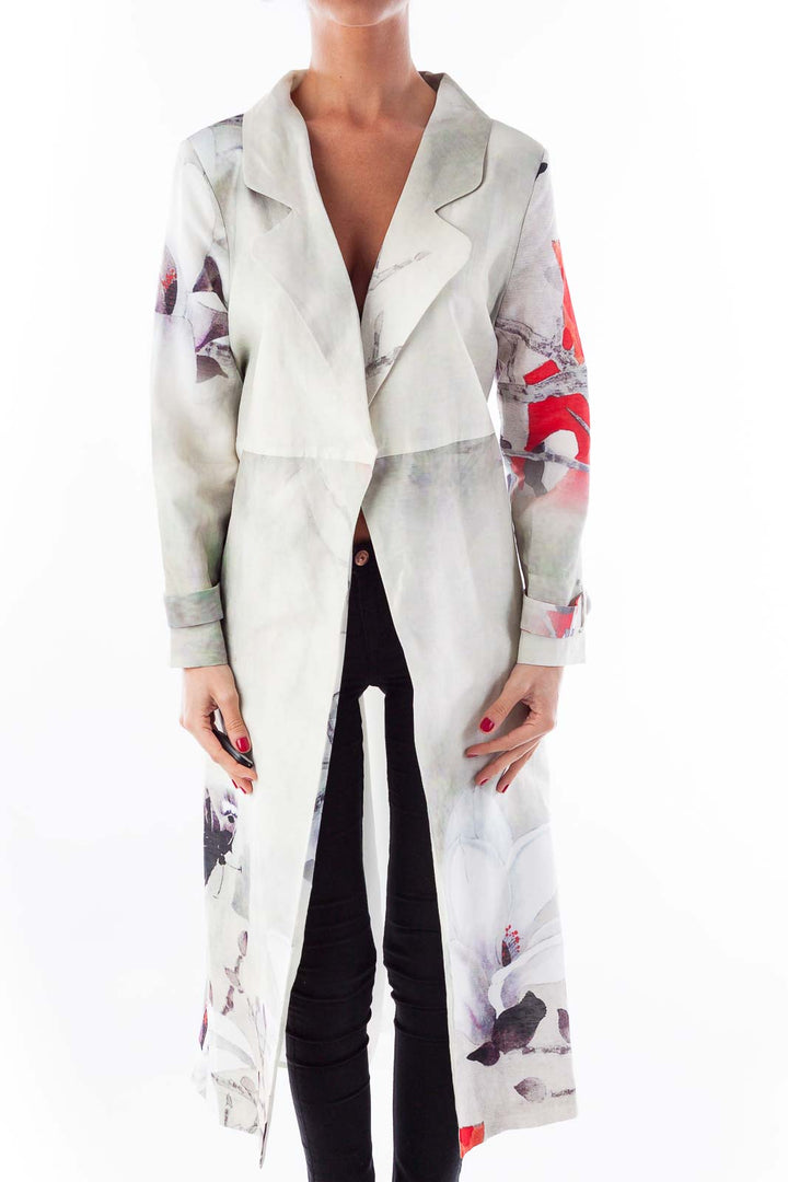 Floral Long Silk Jacket