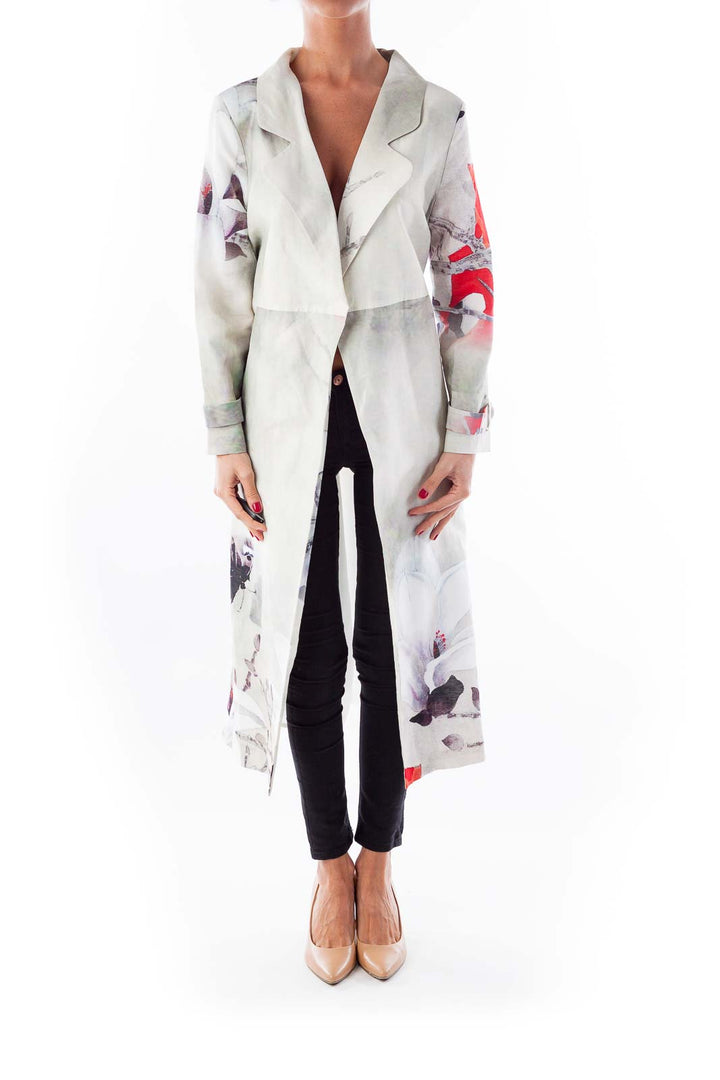 Floral Long Silk Jacket