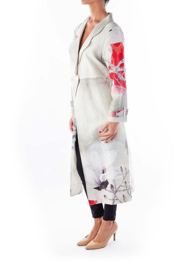 Floral Long Silk Jacket