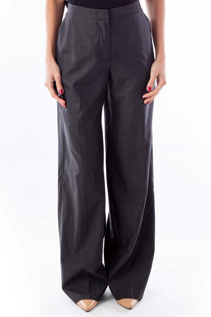 Gray Wide Leg Pinstripe Pants