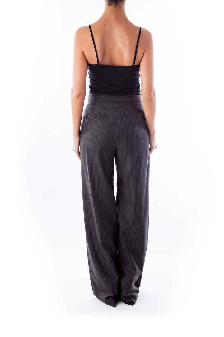 Gray Wide Leg Pinstripe Pants