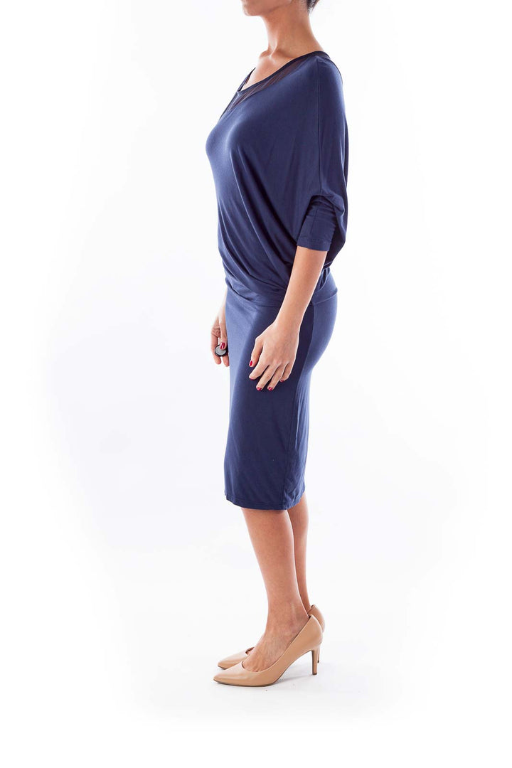 Navy Asymmetric Cocktail Dress