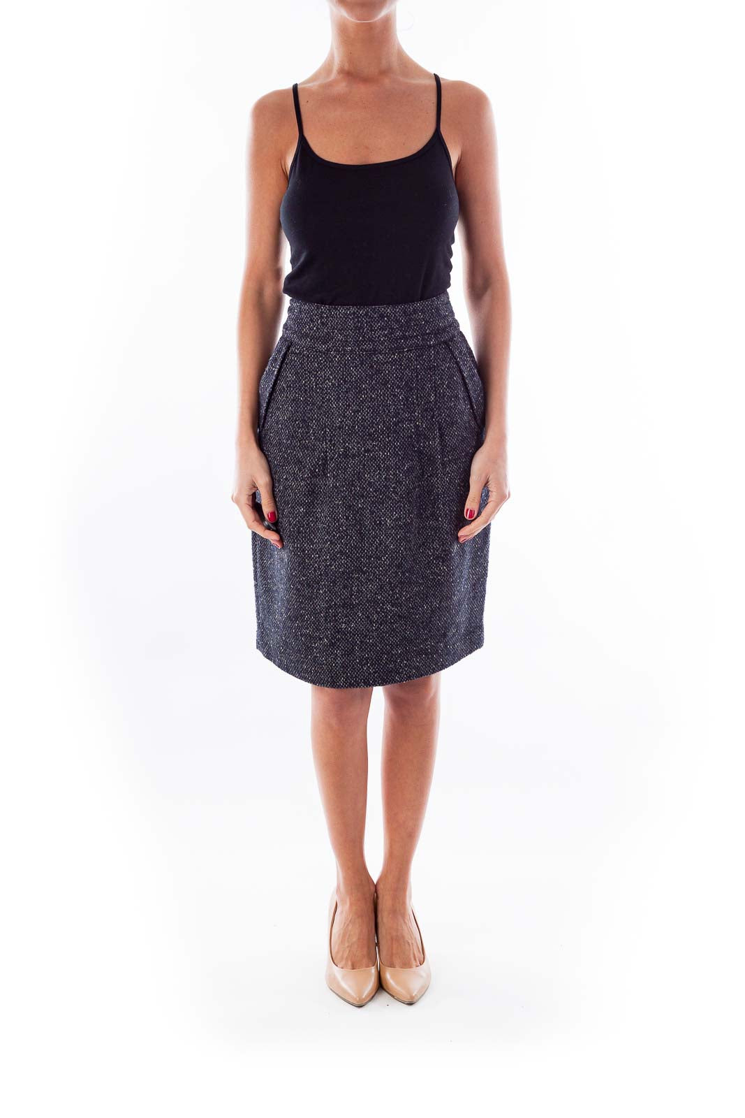 Black & White Tweed Pencil Skirt