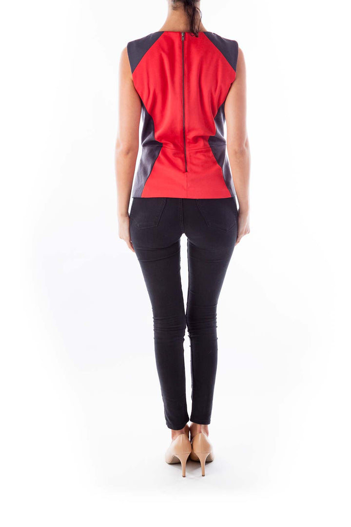 Coral & Gray Peplum Top