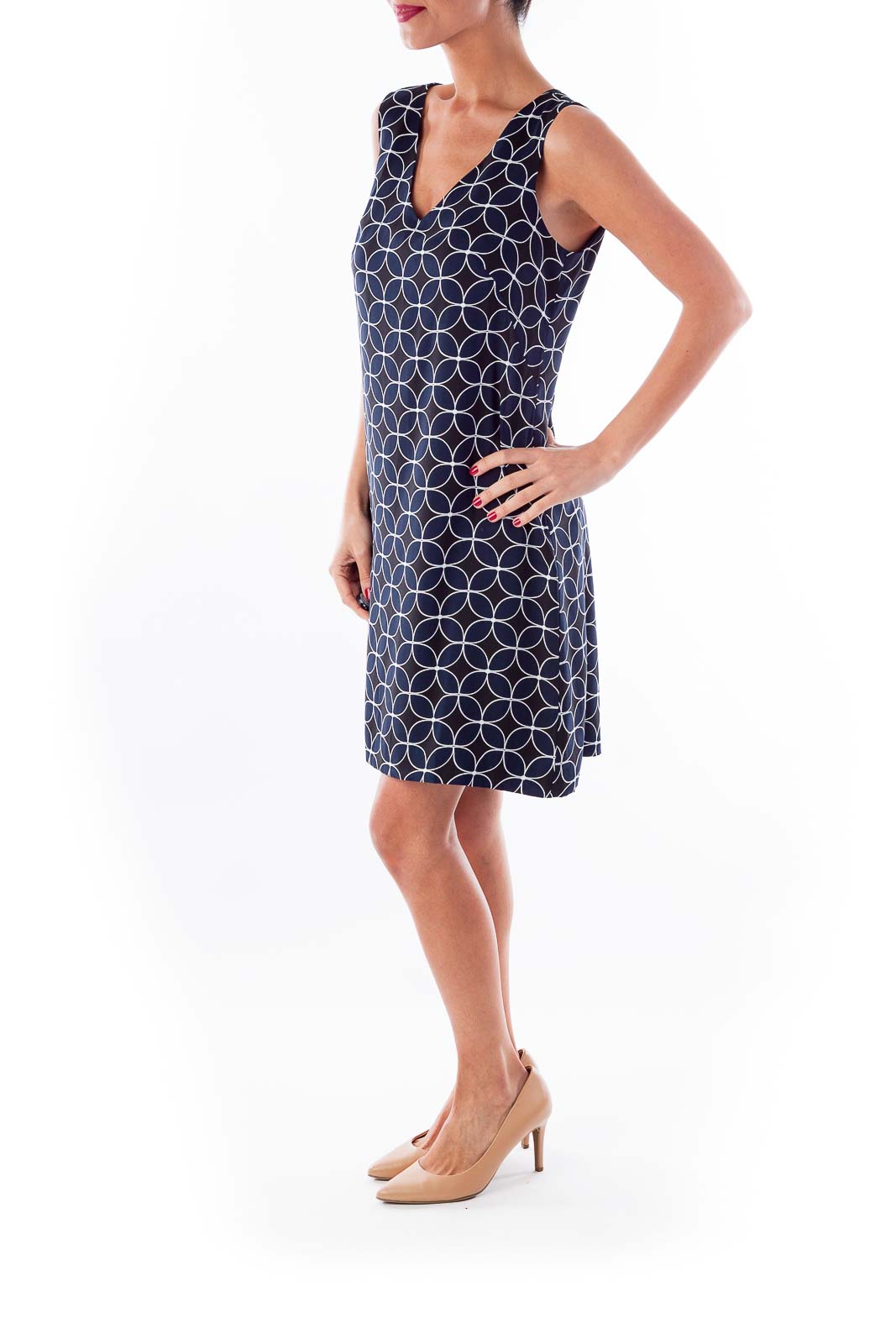 Navy & Black Circle Print Shift Dress