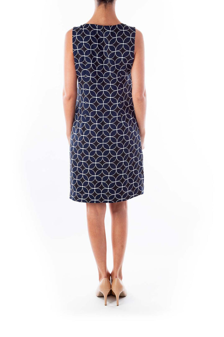 Navy & Black Circle Print Shift Dress