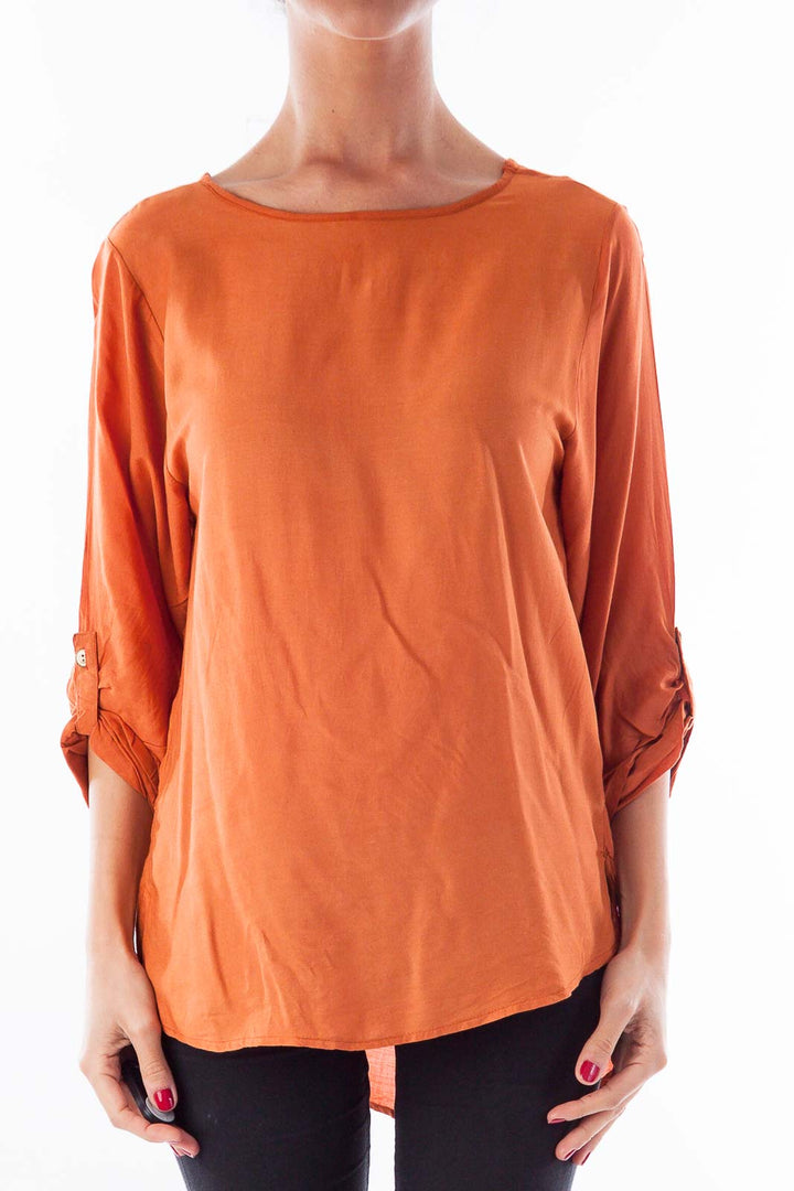 Orange Round Neck Blouse