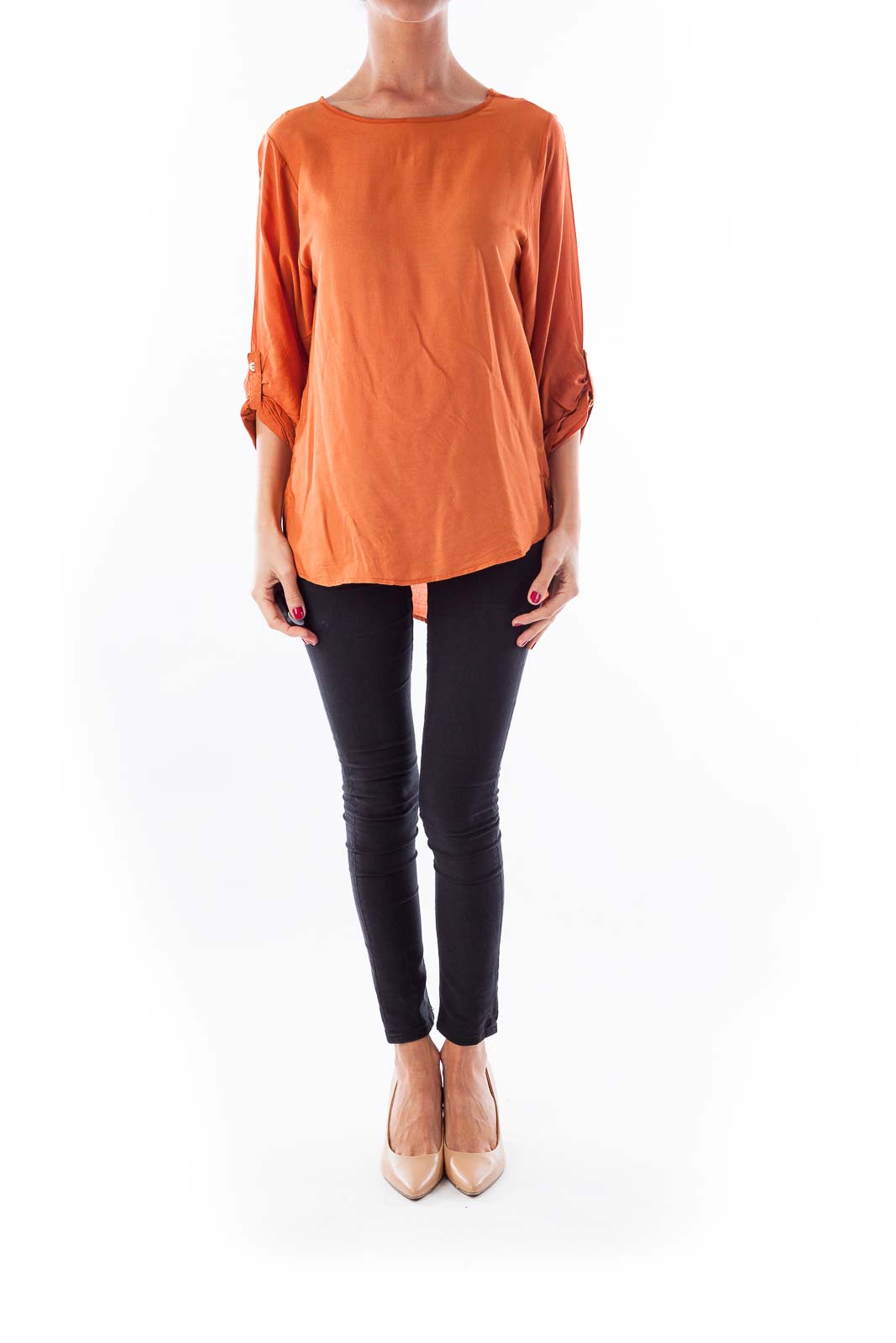 Orange Round Neck Blouse