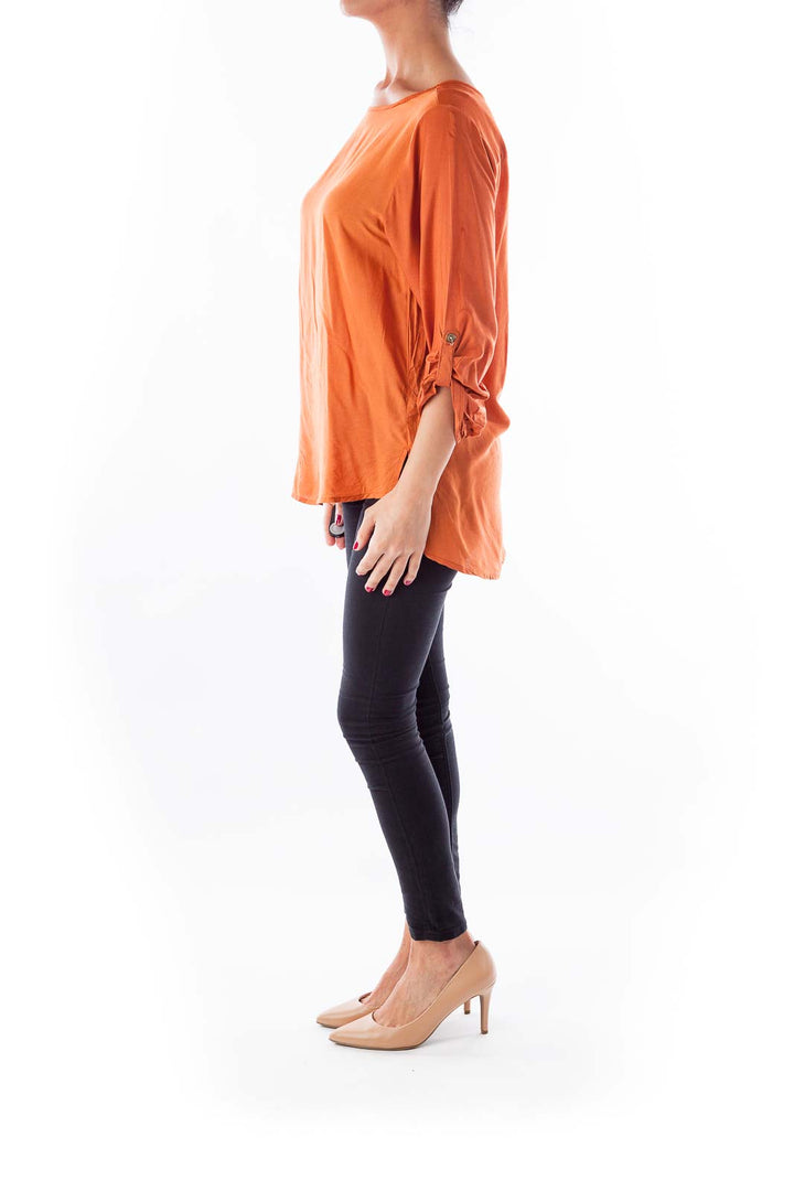 Orange Round Neck Blouse