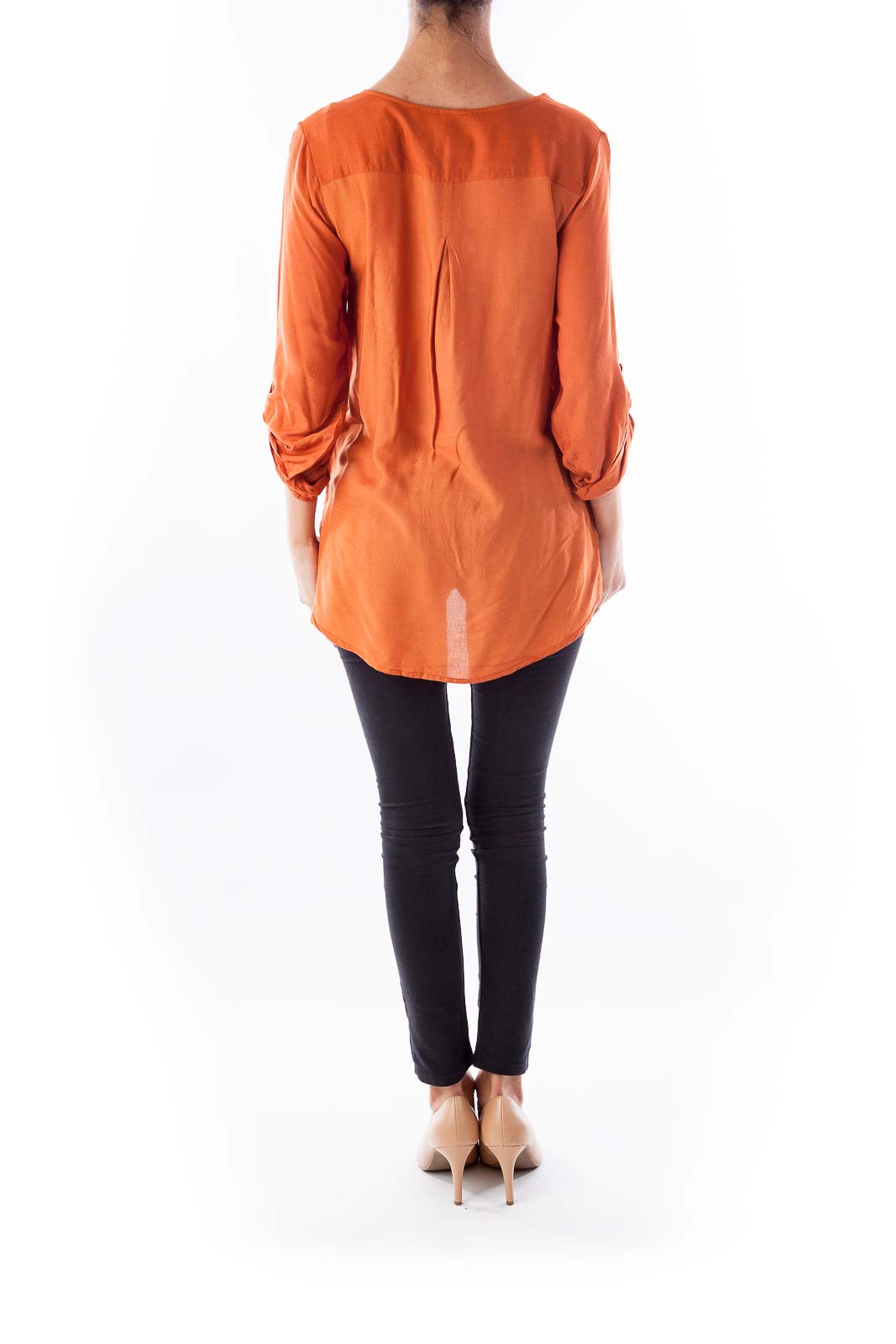 Orange Round Neck Blouse