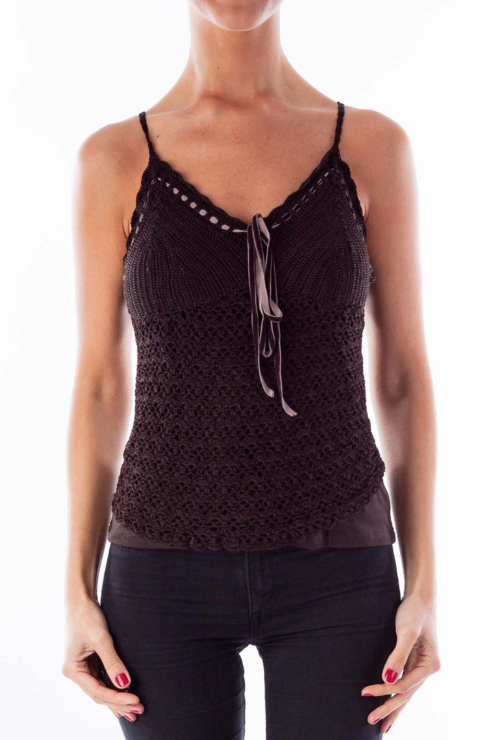 Brown Woven Tank Top