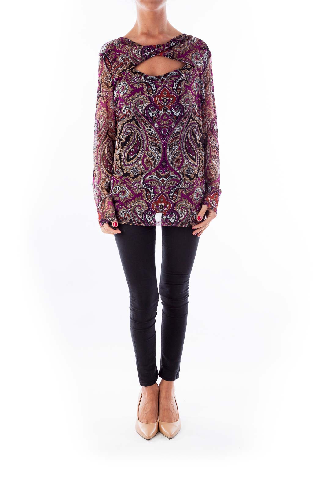 Purple Paisley Open Chest Blouse