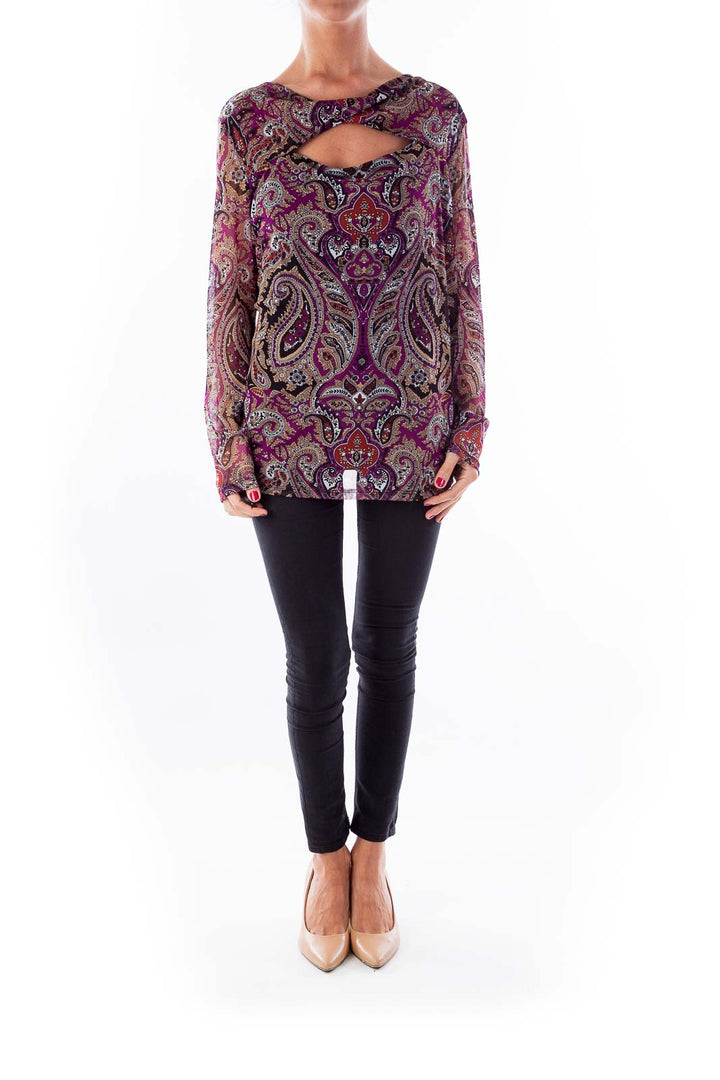 Purple Paisley Open Chest Blouse