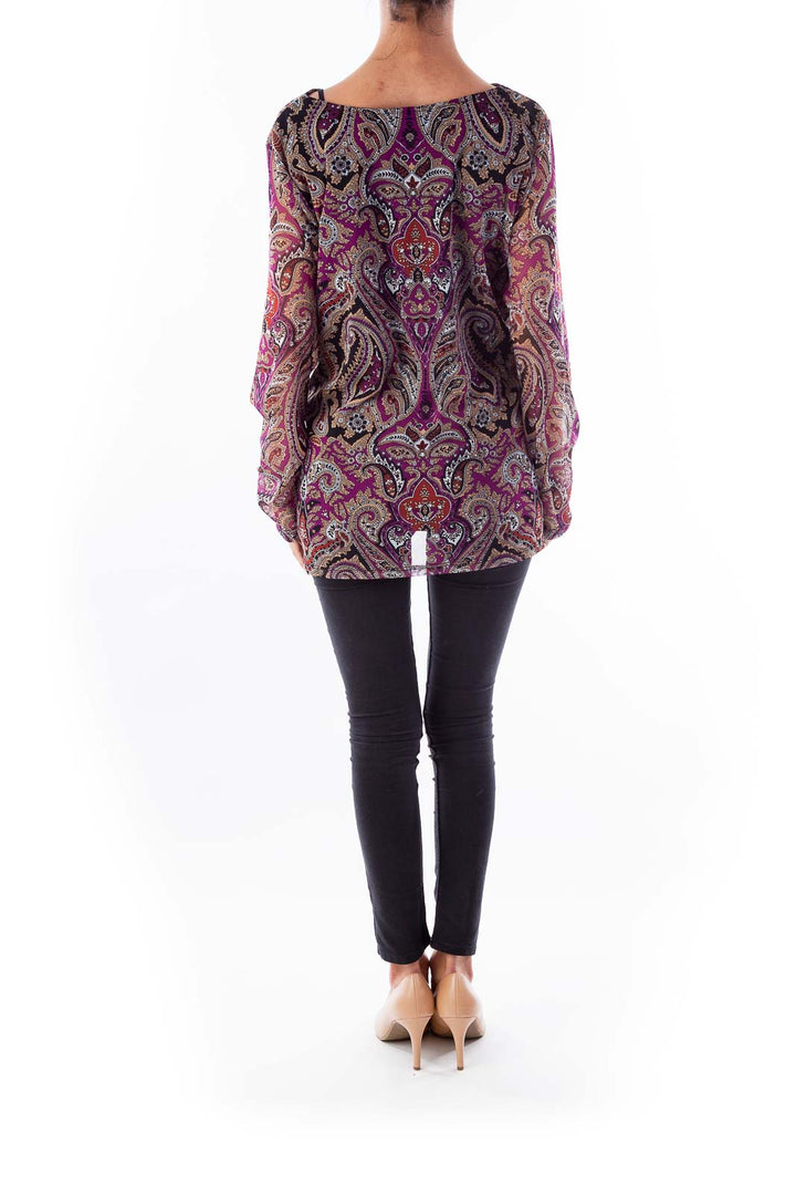 Purple Paisley Open Chest Blouse