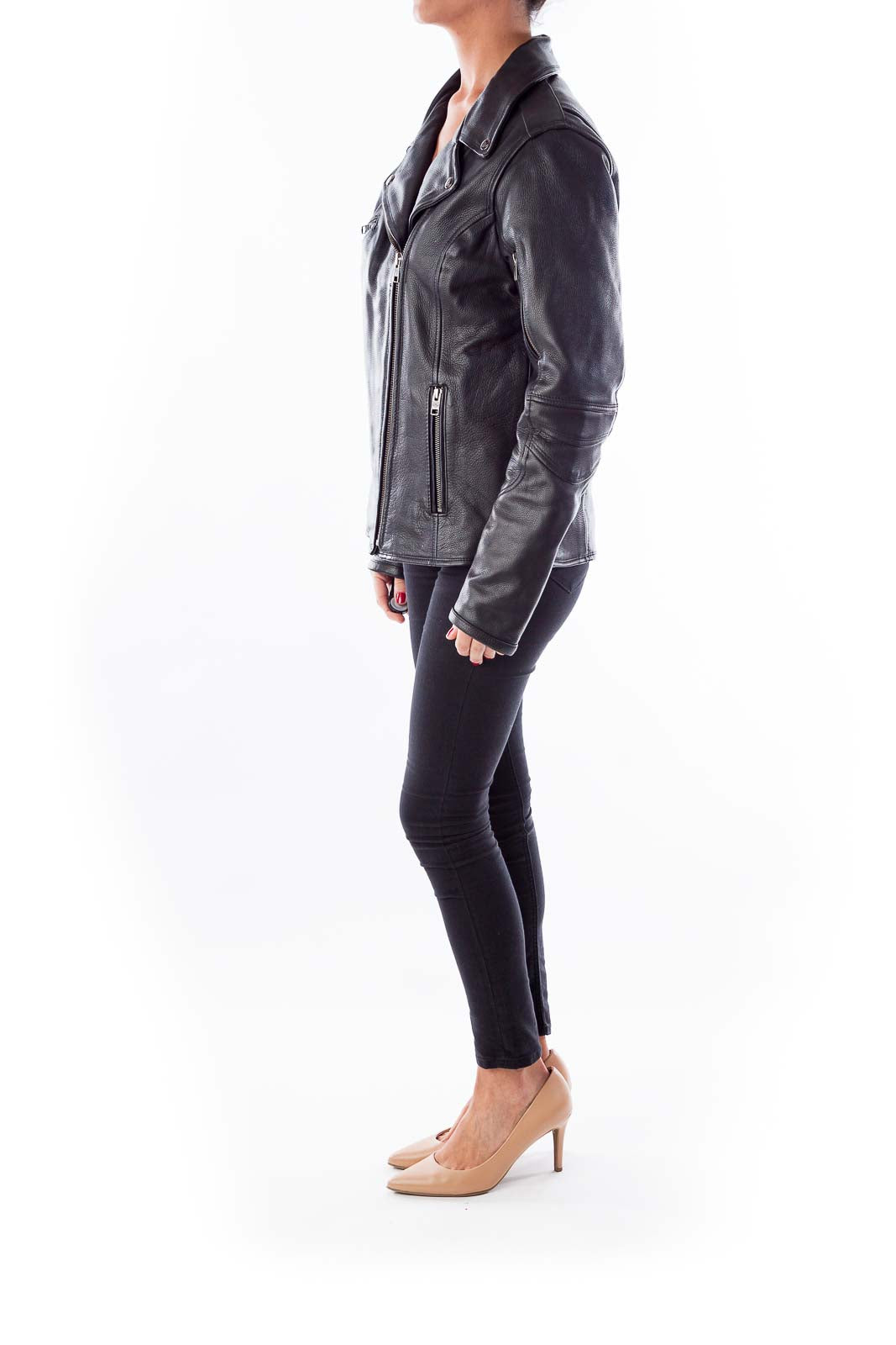 Black Leather Biker Coat