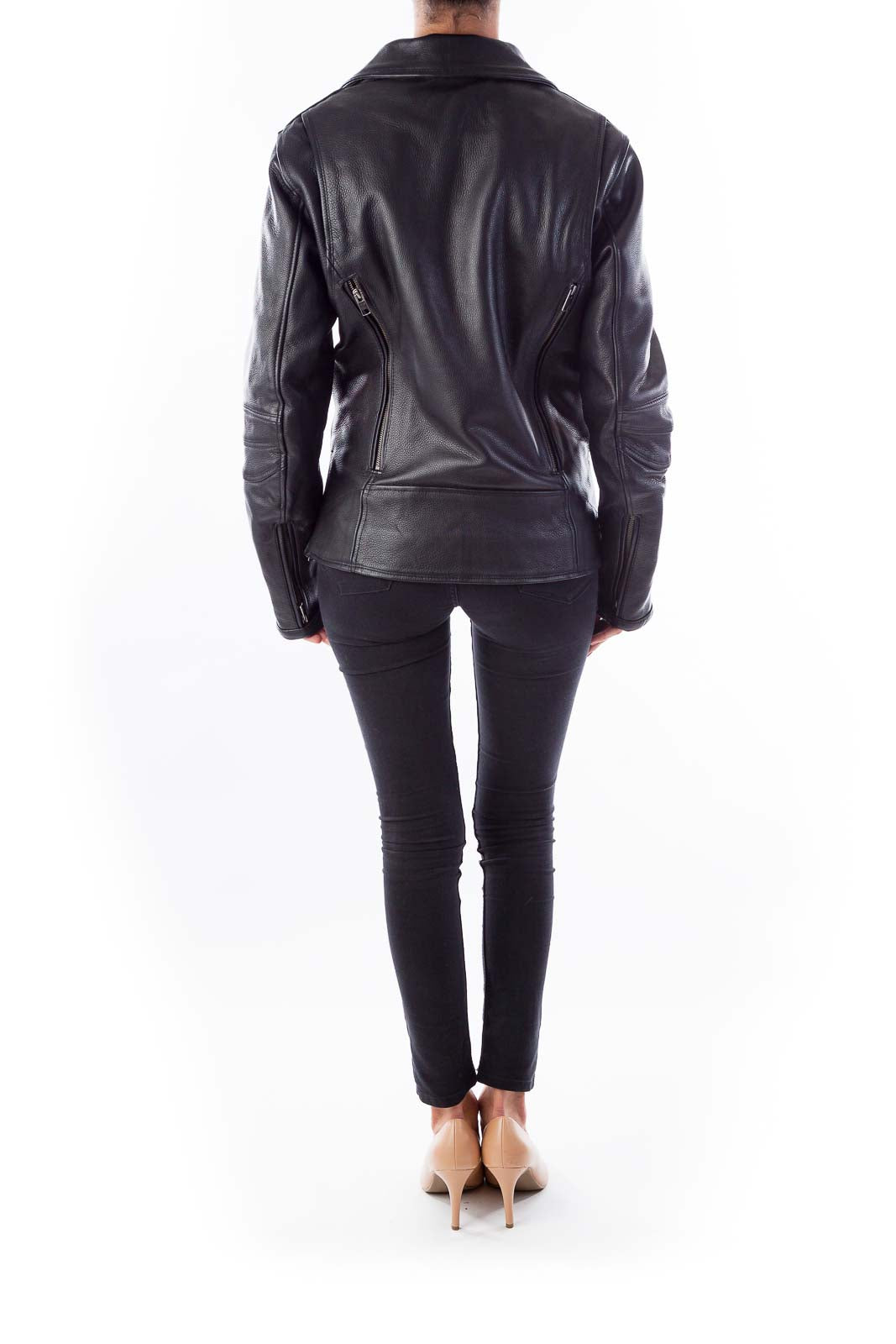 Black Leather Biker Coat