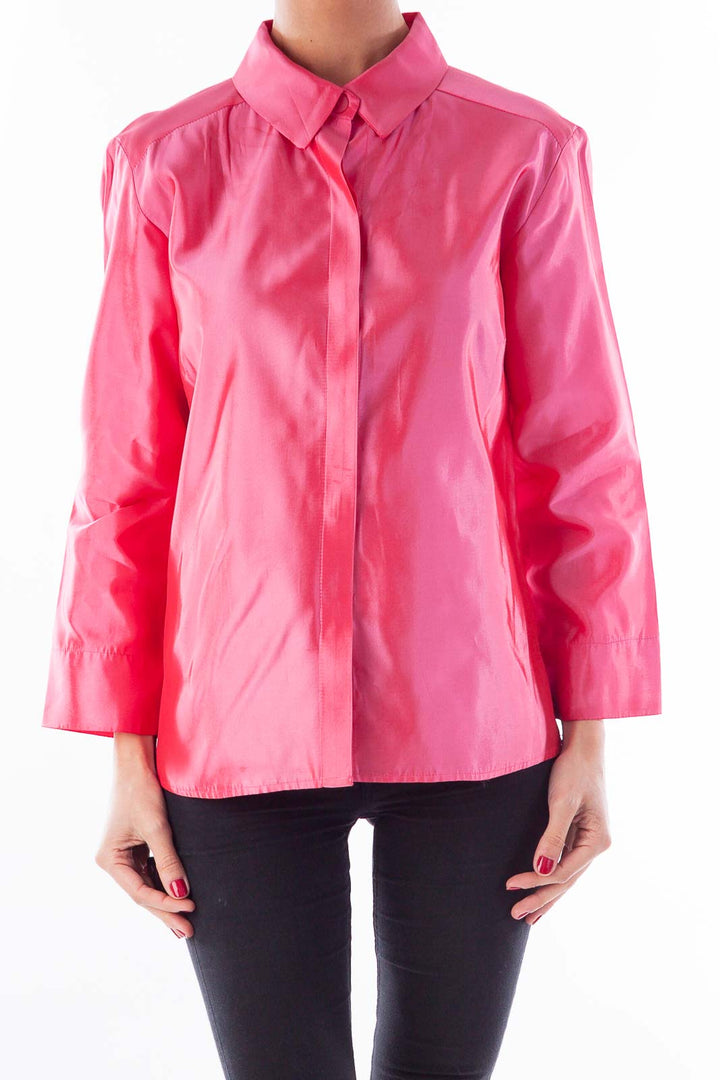 Pink Satin Button Shirt