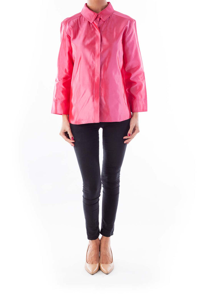 Pink Satin Button Shirt