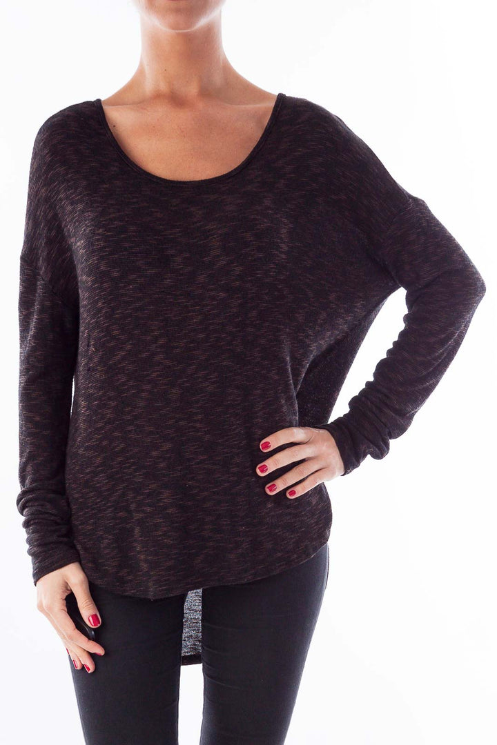 Black & Brown Mottled Knit Top