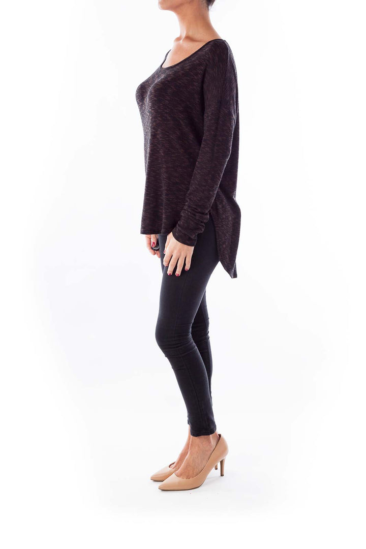 Black & Brown Mottled Knit Top