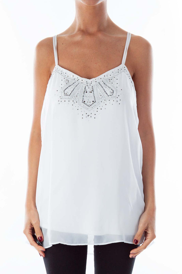 White Gemstone Tank Top