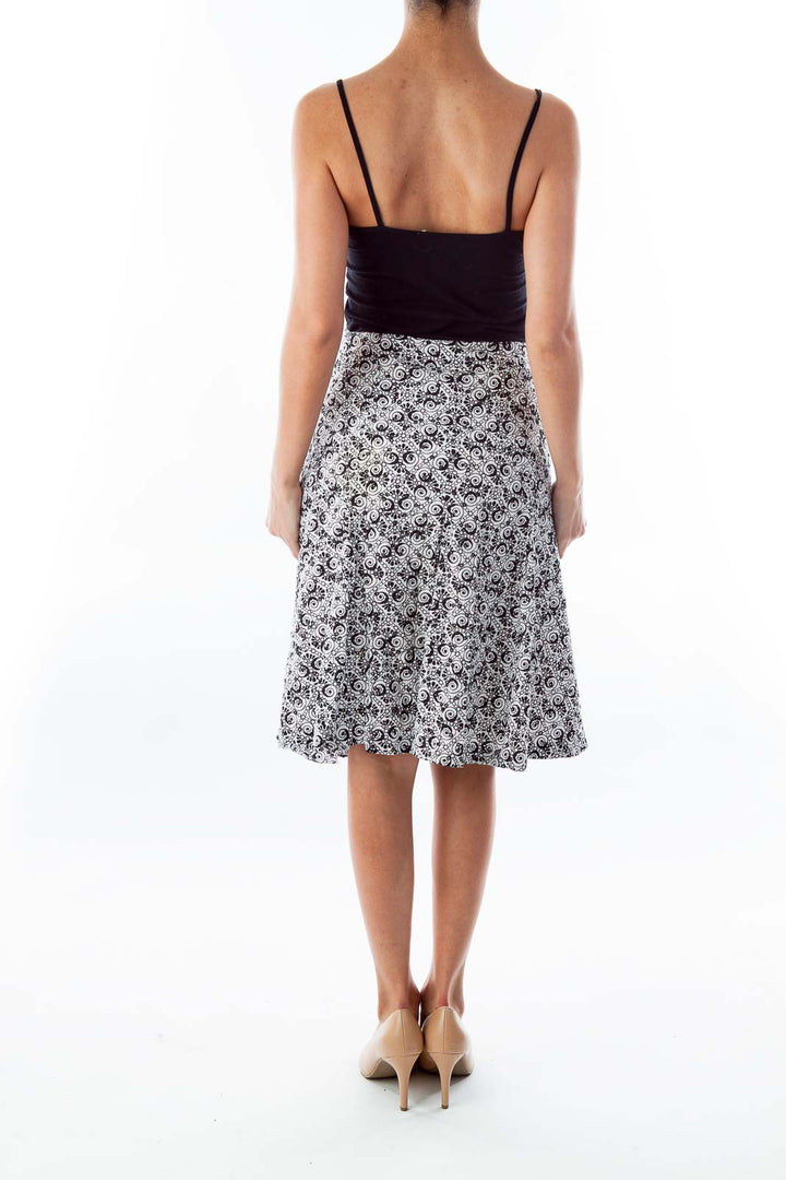 Black & White Print A-Line Skirt