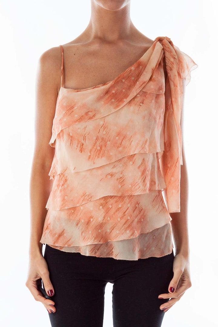 Peach Layered One Shoulder Top