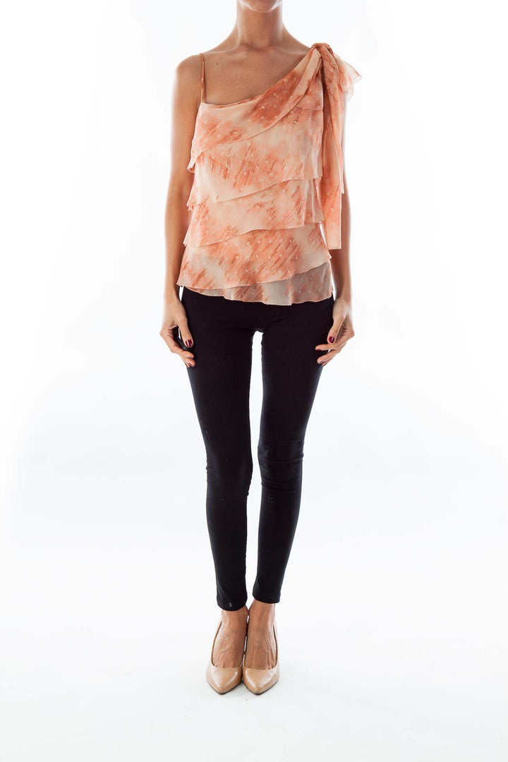 Peach Layered One Shoulder Top