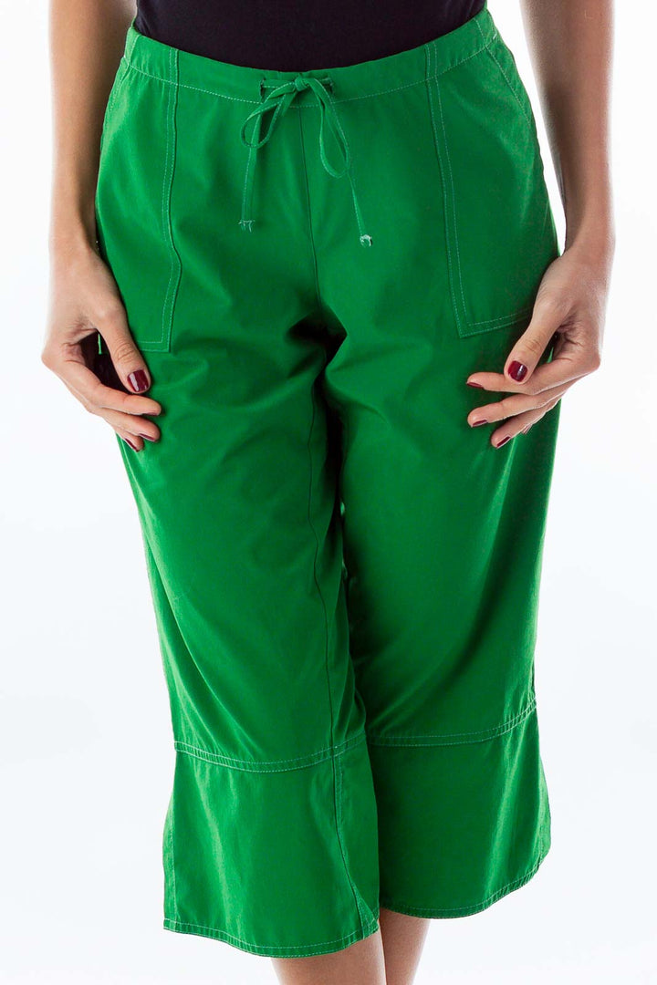 Green Drawstring Cropped Pants