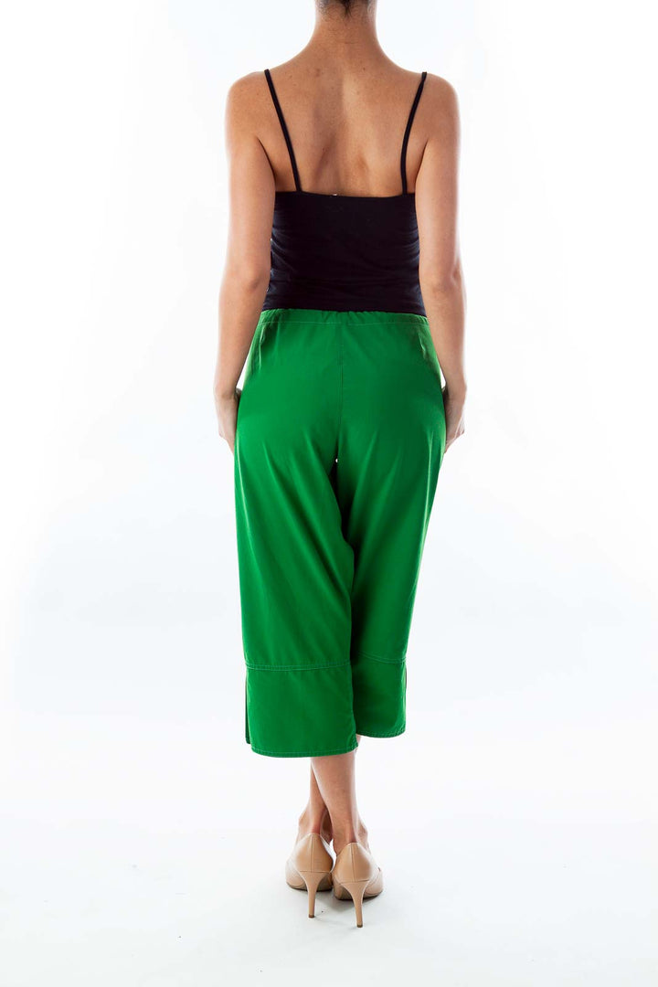 Green Drawstring Cropped Pants