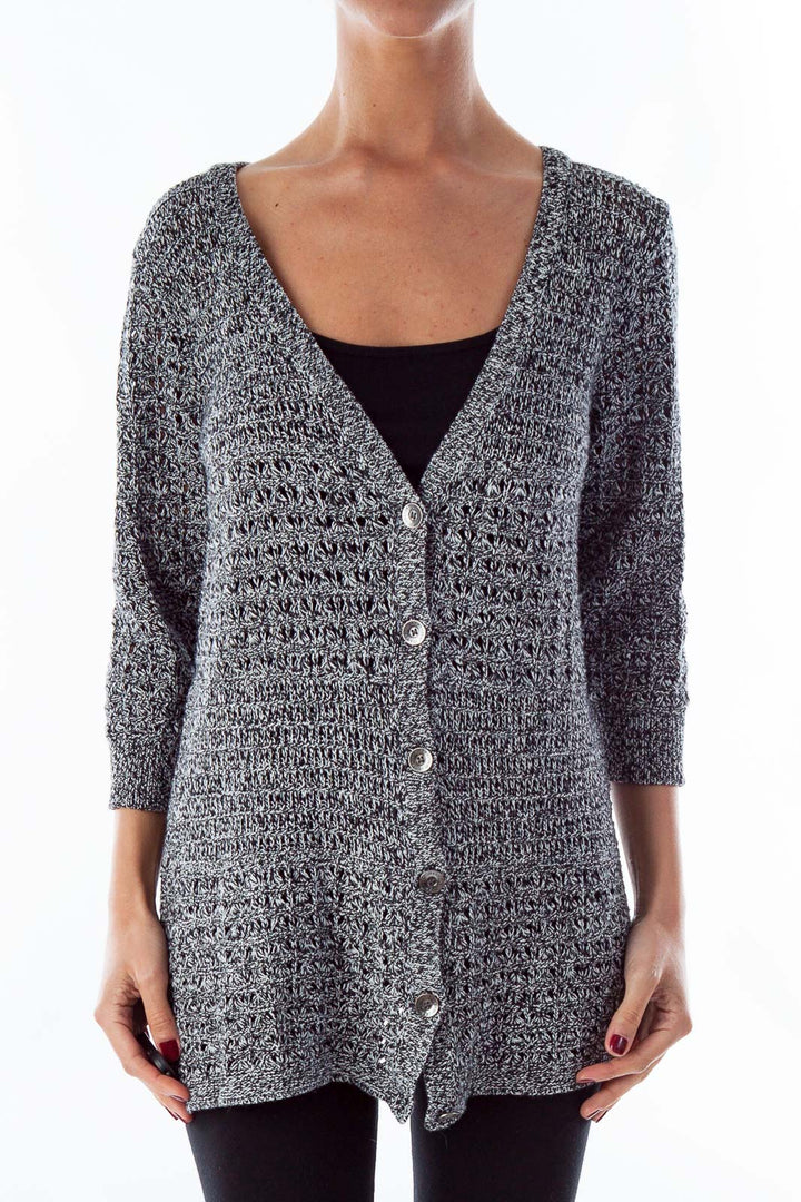 Black and White Knit Cardigan