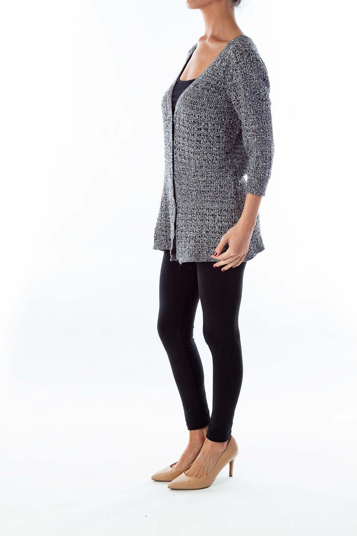 Black and White Knit Cardigan