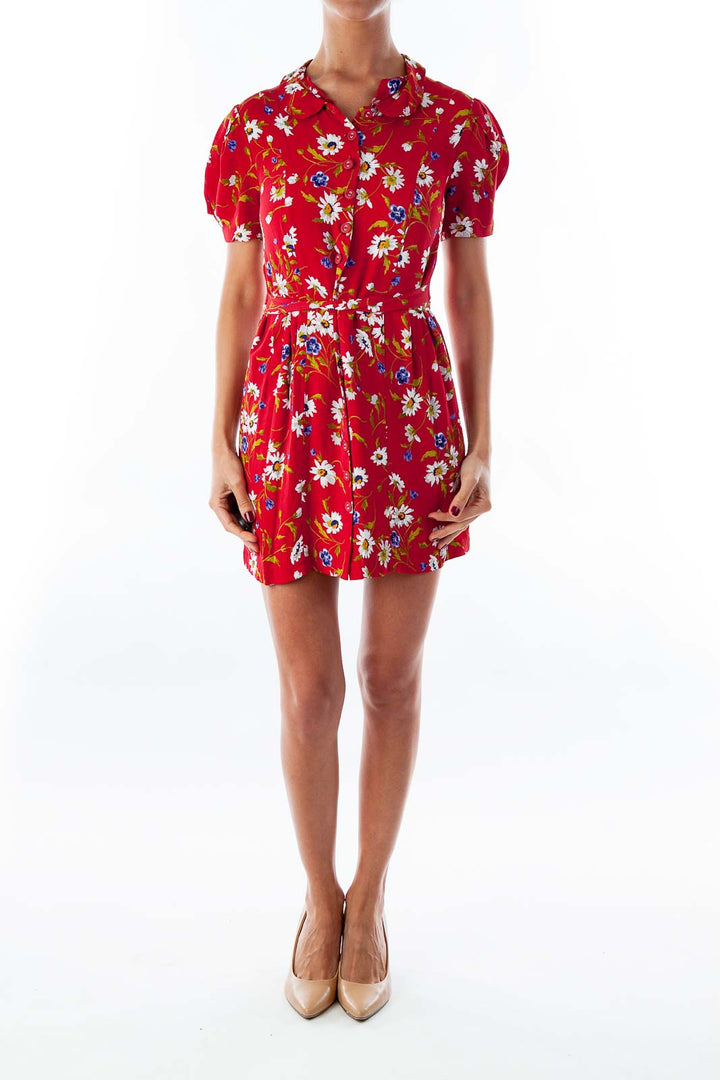 Red Floral Day Dress