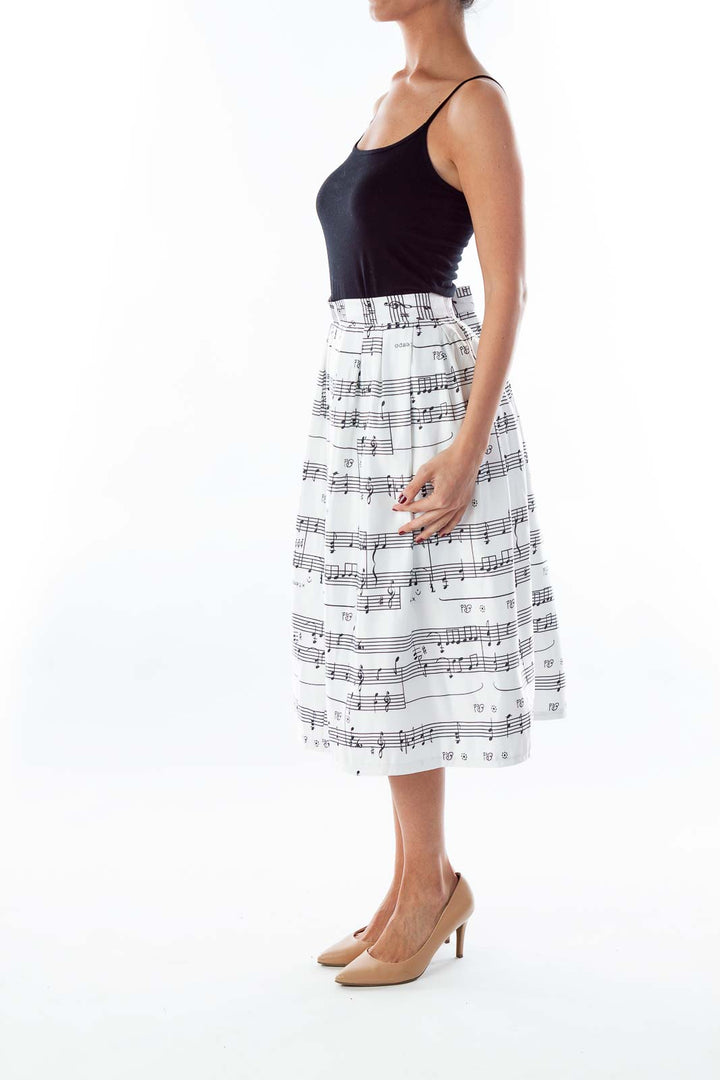 White  Music Note Skirt