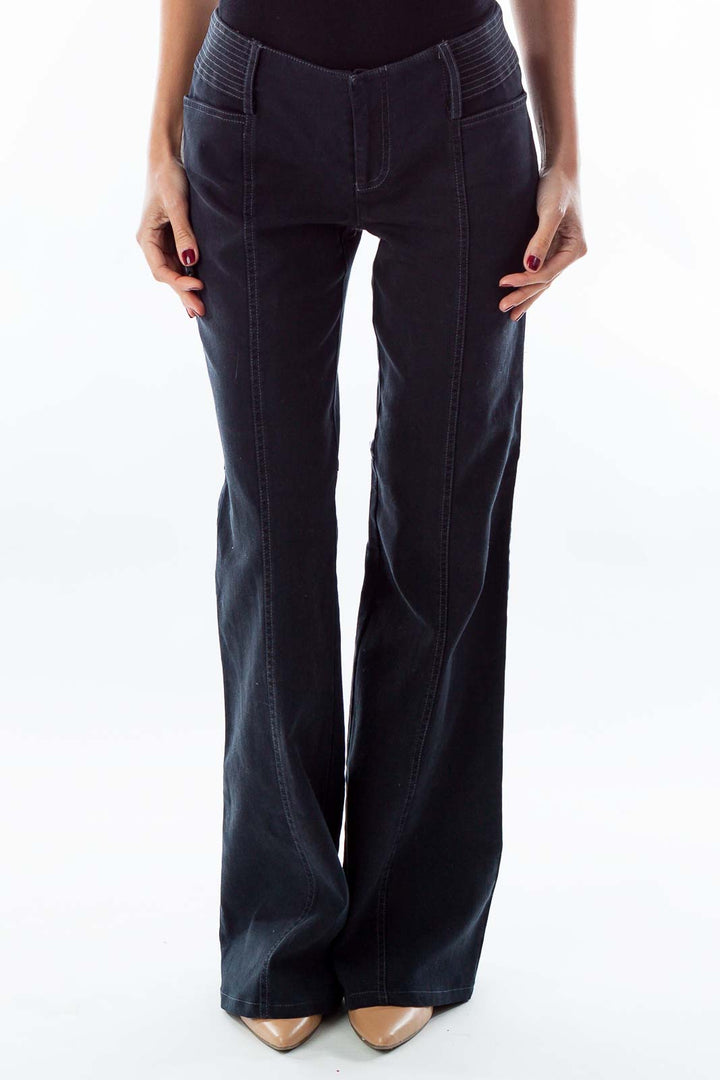 Navy Corduroy Bell-Bottom Pants